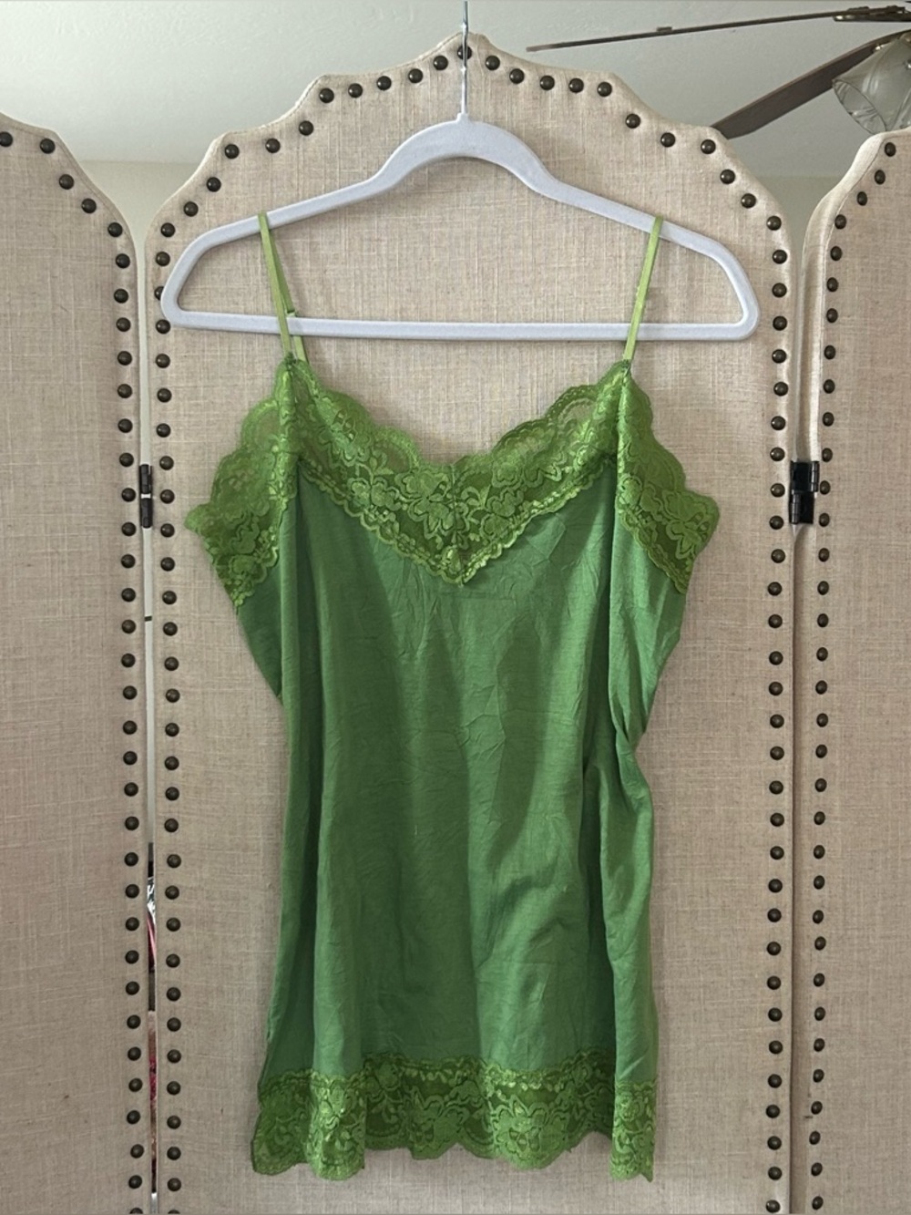 Y2K Green Lace Trim Cami Top